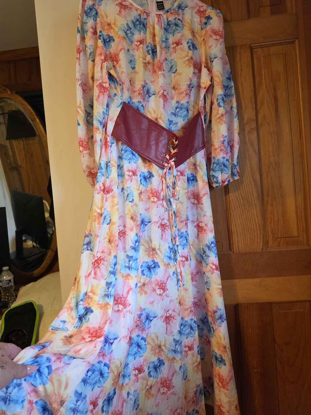 SHEIN Multicolor Floral Long Sleeve Maxi Dress